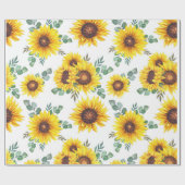 Sonnenblumen auf weißem Hintergrund Geschenkpapier (Flach)