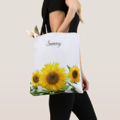 Sonnenblumen auf weißem Tüte Tasche (Von Nahem)