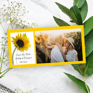 Sonnenblumen auf weißer Hochzeit Save the Date
