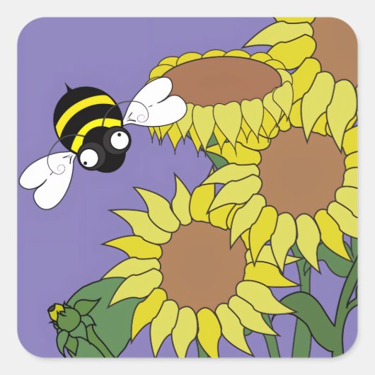 Sonnenblumen-Aufkleber Quadratischer Aufkleber (Vorderseite)