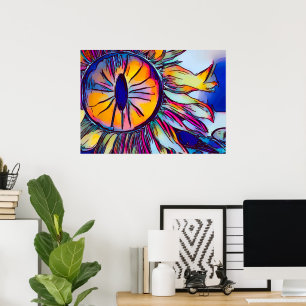 SONNENBLUMEN-AUGE ABSTRAKTE WANDKUNST  LEBENDIG &  POSTER