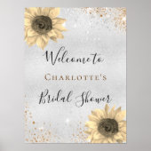 Sonnenblumen aus Brautparty Silbergolden Poster (Vorne)