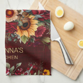 Sonnenblumen aus Burgund-Rose fallen thematische G Geschirrtuch (Viertel Falte)