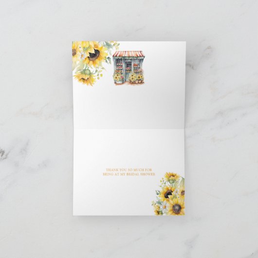 Sonnenblumen aus dem Markt Brautparty eingeklappt Dankeskarte (Innenseite)