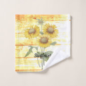 Sonnenblumen aus Holz Badhandtuch Set (Waschlappen)