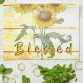 Sonnenblumen aus Holz Geschirrtuch (Gefaltet)