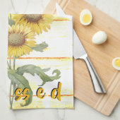 Sonnenblumen aus Holz Geschirrtuch (Viertel Falte)