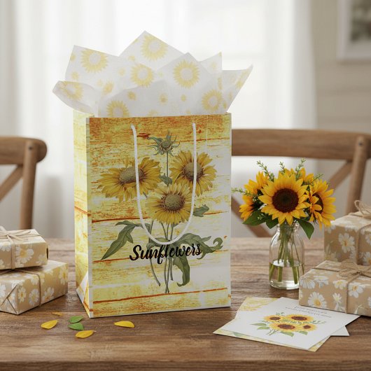 Sonnenblumen aus Holz Mittlere Geschenktüte