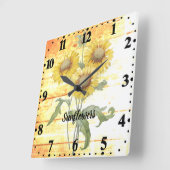 Sonnenblumen aus Holz Quadratische Wanduhr (Winkel)