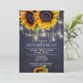 Sonnenblumen aus Kopfbrett chic rustikales 16 . Ge Einladung (Stehend Vorderseite)