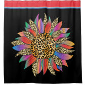 Sonnenblumen aus Leopard und Regenbogen Duschvorhang (Vorderseite)