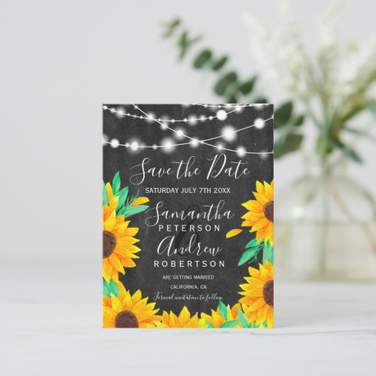 Sonnenblumen aus Schwarzkreide Ankündigungspostkarte (Stehend Vorderseite)
