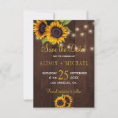 Sonnenblumen aus Streichholz rett der Hochzeit Save The Date (Vorderseite)