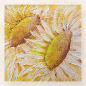 Sonnenblumen Außenbereich Glasuntersetzer (Vorderseite)
