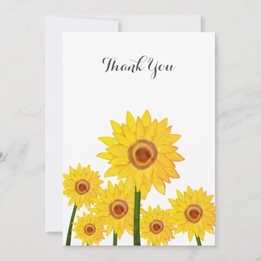 Sonnenblumen Authentische Hand Zeichnend Dankeschö Einladung (Vorderseite)