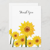 Sonnenblumen Authentische Hand Zeichnend Dankeschö Einladung (Vorne/Hinten)