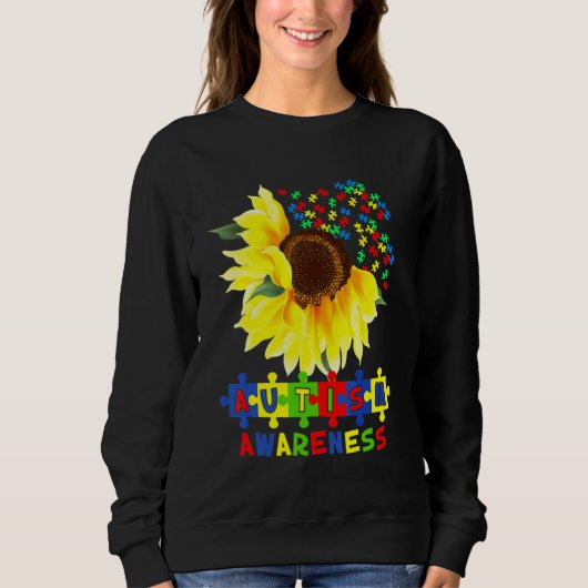 Sonnenblumen Autismus Puzzle Piece Cooles Bewussts Sweatshirt (Vorderseite)