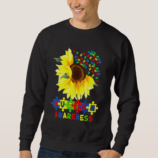 Sonnenblumen Autismus Puzzle Piece Cooles Bewussts Sweatshirt (Vorderseite)