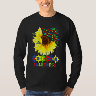 Sonnenblumen Autismus Puzzle Piece Cooles Bewussts T-Shirt