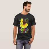 Sonnenblumen Autismus Puzzle Piece Cooles Bewussts T-Shirt (Vorne ganz)