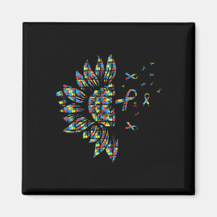Sonnenblumen Autismus Puzzle Piece Ribbon Coole Au Magnet