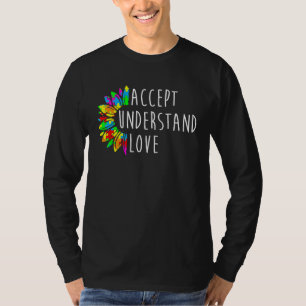 Sonnenblumen-Autismus-Shirt Akzeptiere Verstehe Li T-Shirt