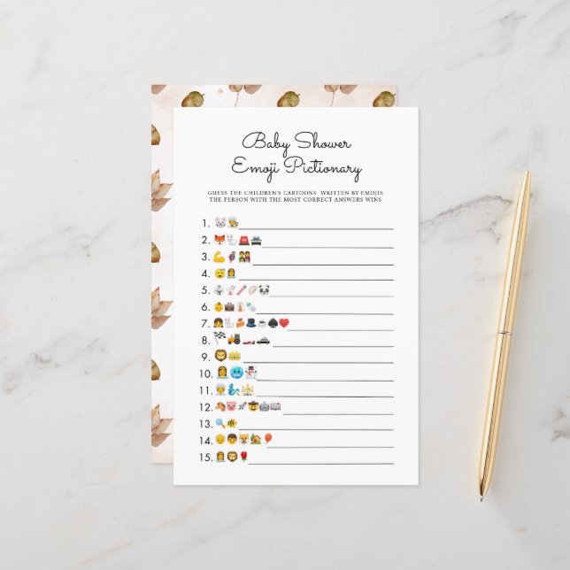 Sonnenblumen Autumn Baby Shower Emoji Paper Sheet (Vorderseite/Rückseite Beispiel)