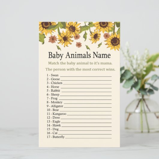 Sonnenblumen Baby Animes Name Game (Stehend Vorderseite)