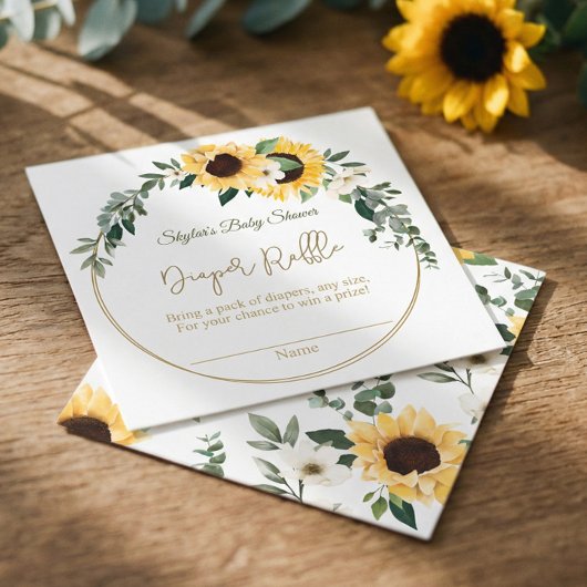 Sonnenblumen-Baby-Duschdiapers Raffle Umschließung Begleitkarte