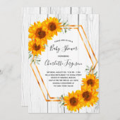 Sonnenblumen Baby Dusche rustikal Gold geometrisch Einladung (Vorne/Hinten)