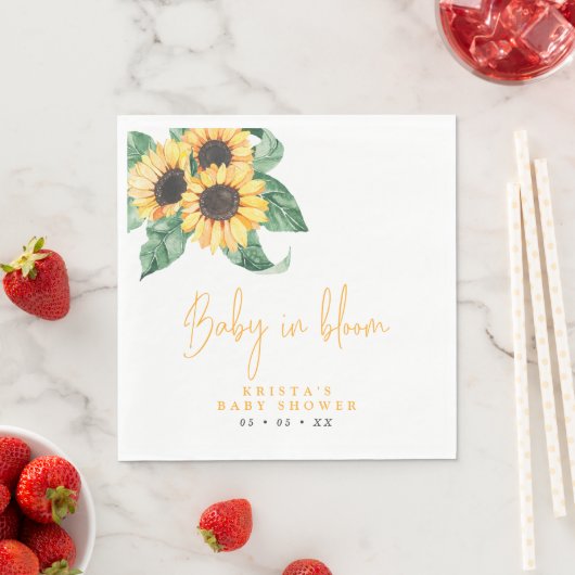 Sonnenblumen Baby in Bloom Baby Dusche Serviette (Beispiel)