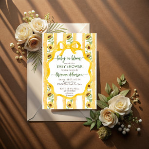 Sonnenblumen Baby in blühender Babydusche Einladung
