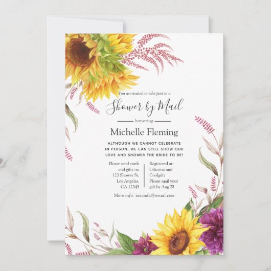 Sonnenblumen Baby oder Brautparty per Post Einladung (Vorderseite)