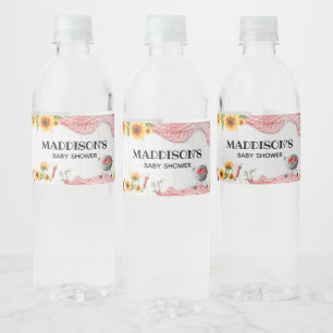 Sonnenblumen-Baby-Q-Baby-Shower Wasserflaschenetikett