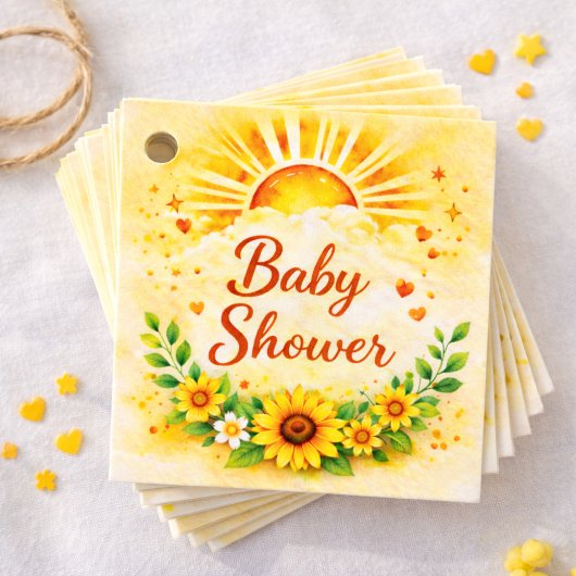 Sonnenblumen-Baby-Shower-Blumendesign Geschenkanhänger