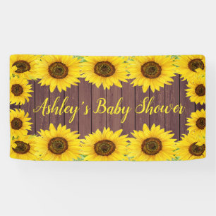 Sonnenblumen-Baby-Shower-Rückwand Rustikales Holz- Banner