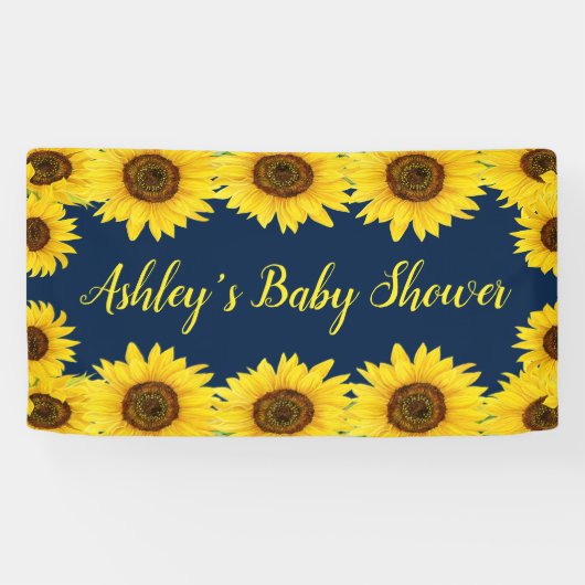 Sonnenblumen Babydusche Hintergrund Navy Blumenpro Banner (Horizontal)