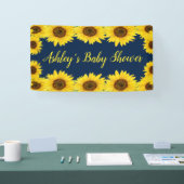 Sonnenblumen Babydusche Hintergrund Navy Blumenpro Banner (Messe)