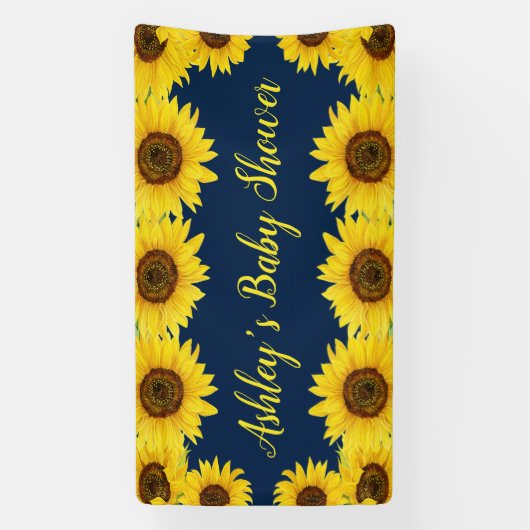 Sonnenblumen Babydusche Hintergrund Navy Blumenpro Banner (Vertikal)