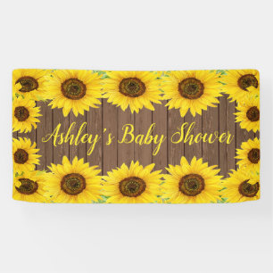 Sonnenblumen Babydusche Hintergrund Rustikale Holz Banner
