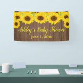 Sonnenblumen Babydusche Hintergrund Rustikale Holz Banner (Messe)
