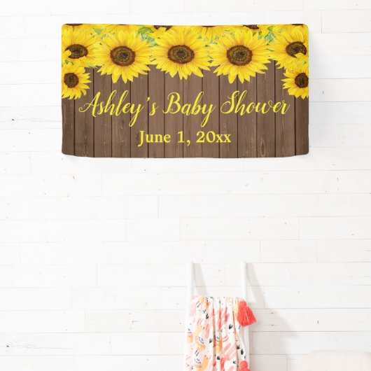 Sonnenblumen Babydusche Hintergrund Rustikale Holz Banner (InSitu)