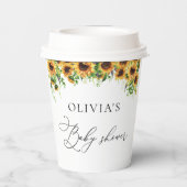 Sonnenblumen-Babydusche Papiertüten Pappbecher (Rückseite)