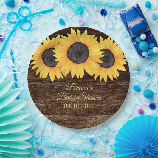 Sonnenblumen Babydusche Pappteller (Party)
