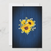Sonnenblumen Babys atmen Lichter Navy Wood Wedding Einladung (Rückseite)