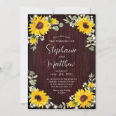 Sonnenblumen Babys atmen Lichter Wood Wedding Einladung (Vorderseite)