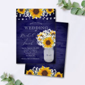 Sonnenblumen Babys Breath Navy Jar Lights Hochzeit Einladung