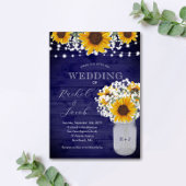 Sonnenblumen Babys Breath Navy Jar Lights Hochzeit Einladung