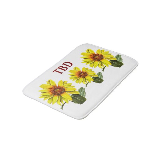Sonnenblumen-Badezimmerläufer Badematte (Schrägansicht)