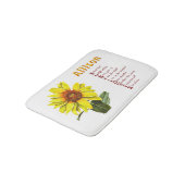 Sonnenblumen-Badezimmerteppich mit positiver Ermut Badematte (Schrägansicht)